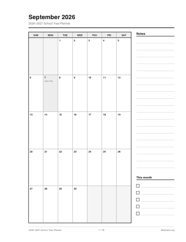 Monthly spreads page