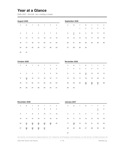 Year at a glance page